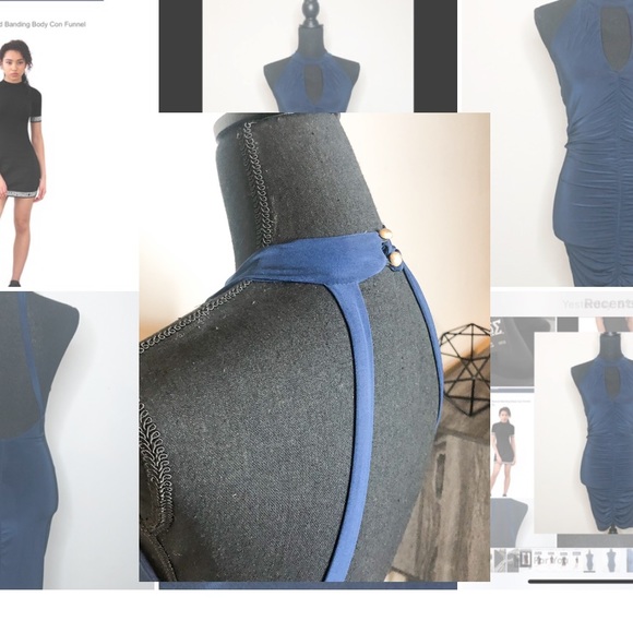 Olive Tree Navy Blue Fitted Halter Dress Size S - Picture 4 of 4